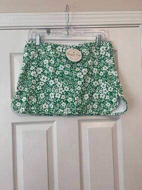 Sugar Bee Green White Floral Athletic Skirt NWT Small Golf Skort Minimalist Boho